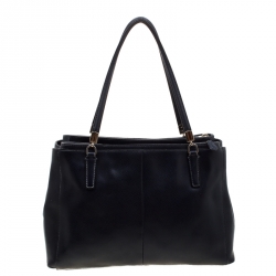 Coach Navy Blue Saffiano Leather Double Zip Tote