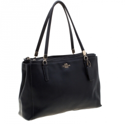 Coach Navy Blue Saffiano Leather Double Zip Tote