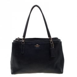Coach Navy Blue Saffiano Leather Double Zip Tote