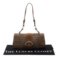 Coach Beige/Brown Signature Canvas and Leather Shoulder Bag