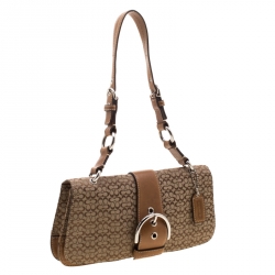 Coach Beige/Brown Signature Canvas and Leather Shoulder Bag