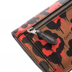 Pre Owned Coach Printed Leather Flap Continental Wallet