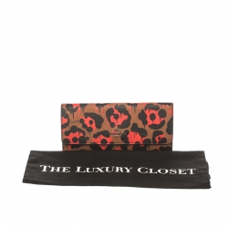 Pre Owned Coach Printed Leather Flap Continental Wallet