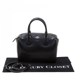 Pre Owned Coach Black Signature Leather Mini Bennett Satchel