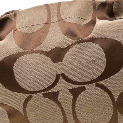 Pre Owned Coach Beige/Purple Signature Canvas Carly Hobo