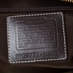 Pre Owned Coach Beige/Gold Canvas and Leather Hampton Tote