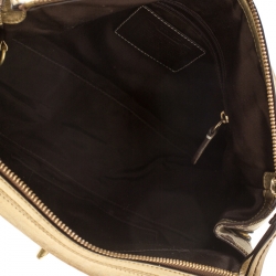 Pre Owned Coach Beige/Gold Canvas and Leather Hampton Tote