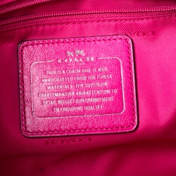 Pre Owned Coach Magenta Studded Floral  Leather Crosby Tote