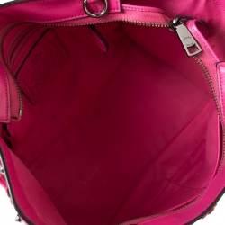 Pre Owned Coach Magenta Studded Floral  Leather Crosby Tote