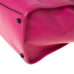 Pre Owned Coach Magenta Studded Floral  Leather Crosby Tote