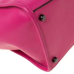 Pre Owned Coach Magenta Studded Floral  Leather Crosby Tote