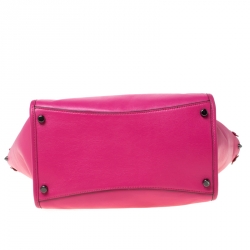 Pre Owned Coach Magenta Studded Floral  Leather Crosby Tote