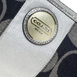 Coach Blue/Grey Signature Stripe Canvas Shoulder Bag