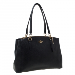 Pre Owned Coach Black Leather Christie Carryall Satchel  