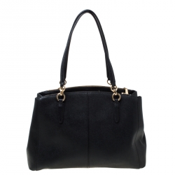 Pre Owned Coach Black Leather Christie Carryall Satchel  