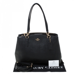 Pre Owned Coach Black Leather Christie Carryall Satchel  