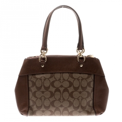 مملوكة مسبقًا حقيبة كوتش بروكي كاريال كانفاس مبطن شعار الماركة و جلد بني