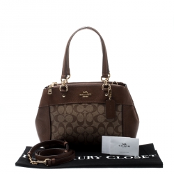 مملوكة مسبقًا حقيبة كوتش بروكي كاريال كانفاس مبطن شعار الماركة و جلد بني