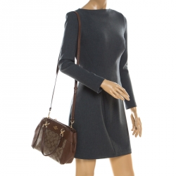 مملوكة مسبقًا حقيبة كوتش بروكي كاريال كانفاس مبطن شعار الماركة و جلد بني