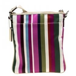 Coach Multicolor Striped Nylon and Leather Legacy Swingpack Crossbody Bag