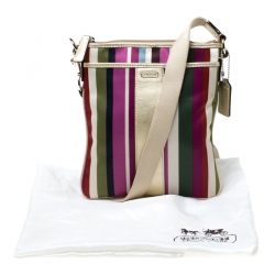 Coach Multicolor Striped Nylon and Leather Legacy Swingpack Crossbody Bag