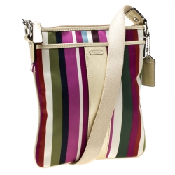 Coach Multicolor Striped Nylon and Leather Legacy Swingpack Crossbody Bag
