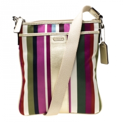 Coach Multicolor Striped Nylon and Leather Legacy Swingpack Crossbody Bag