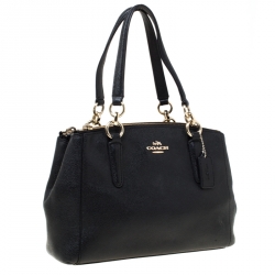 Pre Owned Coach Black Leather Mini Christie Carryall Crossbody Bag  