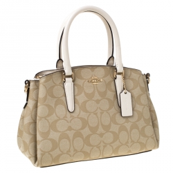 Coach Beige Signature Coated Canvas and Leather Satchel