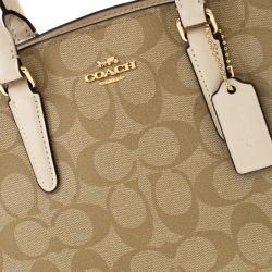 Coach Beige Signature Coated Canvas and Leather Satchel