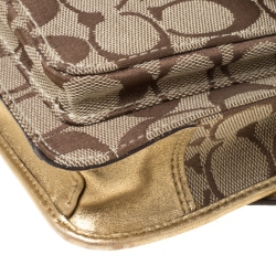 مملوكة مسبقًا حقيبة كتف كوتش سوهو كانفاس شعار الماركة و جلد بيج و ذهبي