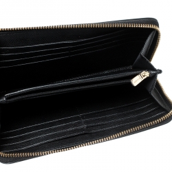 Pre Owned Coach Black Leather Accordion Zip Around Wallet