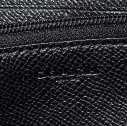 Pre Owned Coach Black Leather Accordion Zip Around Wallet