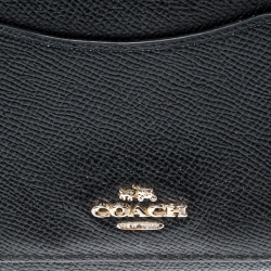 Pre Owned Coach Black Leather Accordion Zip Around Wallet