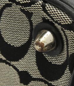 Coach Gray Signature Canvas and Leather HandBag 