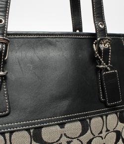 Coach Gray Signature Canvas and Leather HandBag 