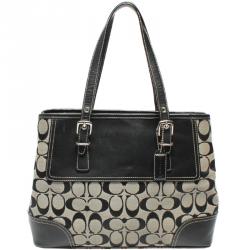 Coach Gray Signature Canvas and Leather HandBag 