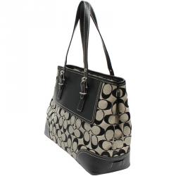 Coach Gray Signature Canvas and Leather HandBag 