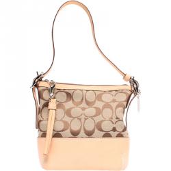 Coach Beige Signature Canvas Shoulder Bag 
