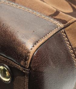 Pre Owned Coach Brown Signature Canvas And Leather Everyday Bag
