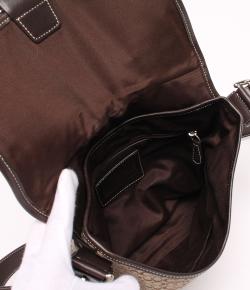 مملوكة مسبقًا حقيبة كتف كوتش جلد وكانفاس شهيرة بنية