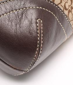 مملوكة مسبقًا حقيبة كتف كوتش جلد وكانفاس شهيرة بنية