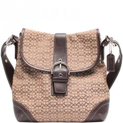 Coach Soho Satchel Shoulder Bag Brown Canvas Leather Tote 