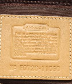 Pre Owned حقيبة كتف كوتش إبزيم مزدوج جلد وكانفاس شهيرة بنية