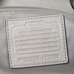Pre Owned Coach Pearl Leather Campbell Turnlock Satchel