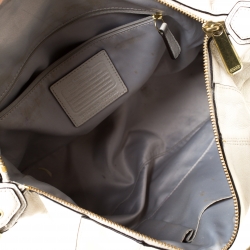 Pre Owned Coach Pearl Leather Campbell Turnlock Satchel