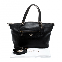 Pre Owned Coach Black Pebbled Leather Prairie Satchel