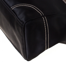 Pre Owned Coach Black Satin and Suede Tote