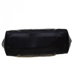 Pre Owned Coach Black Satin and Suede Tote