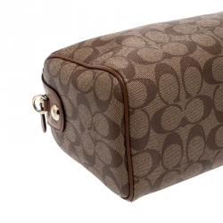 Coach Brown Signature Coated Canvas and Leather Mini Bennett Satchel